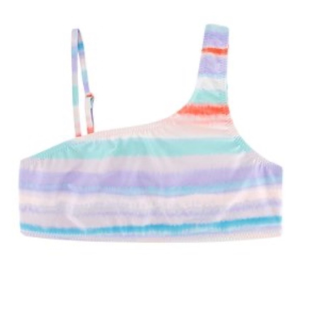 Lucky Brand Girls Size XL 16 Bikini Top Blue Tint One Shoulder Stretch Purple